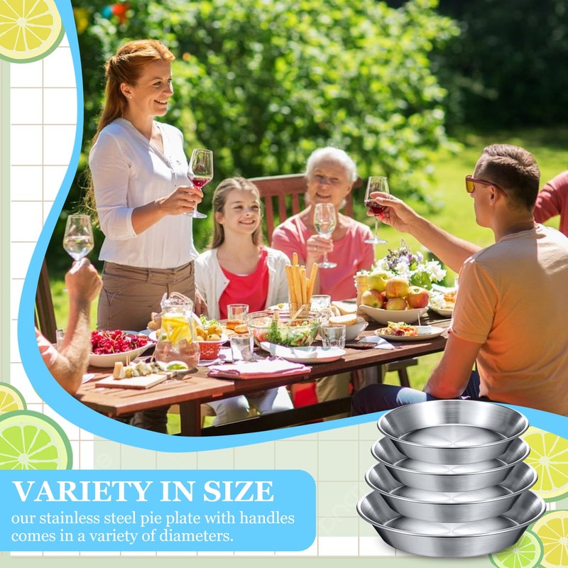 wutfuooo 4 Pcs Stainless Steel Pie Pan Set 7.87",8.66",9.45",10.24" Pizza