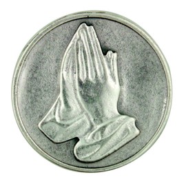 Lumen Mundi Praying Hands Pocket Token Silver Tone Devotional with Faith Prayer