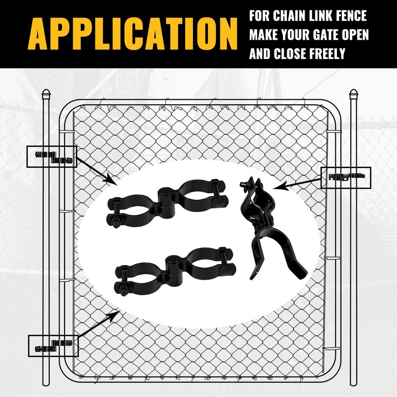 VIVIDA 1-3/8" Black Chain Link Gate Hinge & Latch Kit,