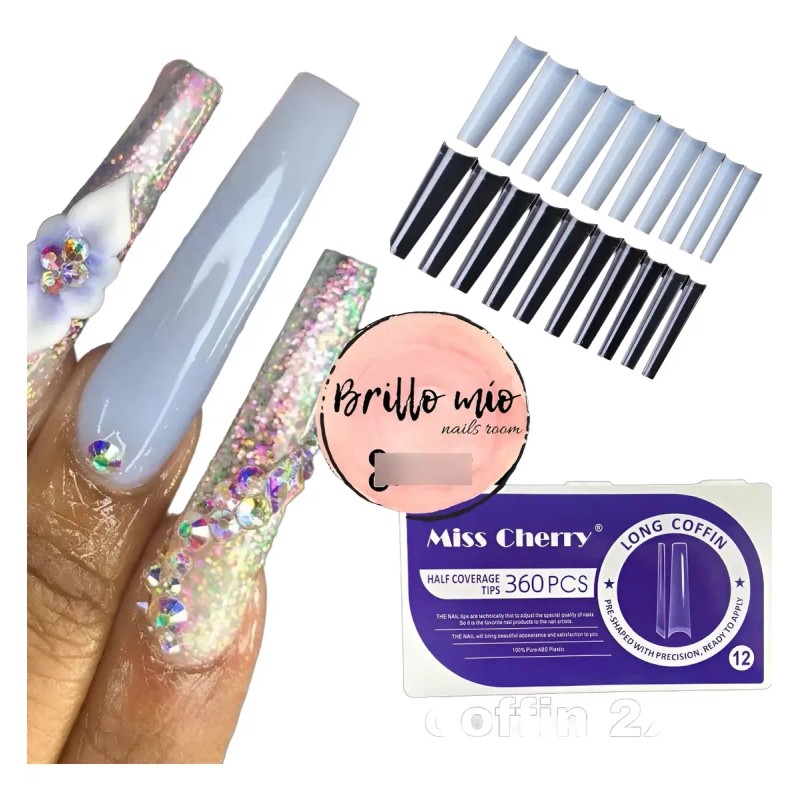 Tip Coffin Extra Largo Xxl 360 Piezas Uñas Acrilico