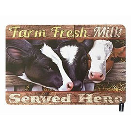 HOSNYE Farm Fresh Milk Tin Sign Kindness Adorable Cows Vintage Metal Tin Signs for Men Women Wall Art Decor for Home Bars Clubs Cafes 8x12 Inch