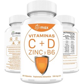 LIFEMAX Vitamina C, Vitamina D, Zinc y Vitamina B6 | Suplemento Premium en Cápsulas Veganas