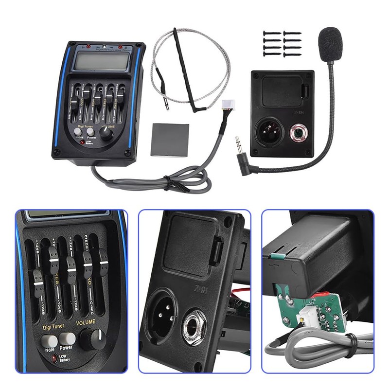 5 Band Acoustic Guitar Preamp, 1 Set EQ Equalizer Piezo