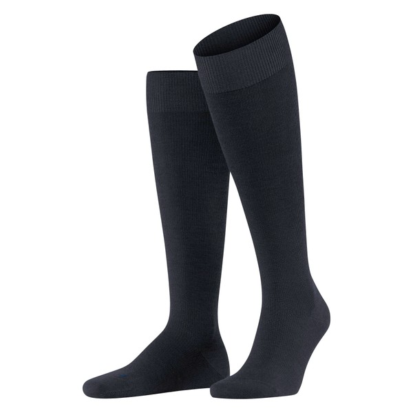 FALKE Lufthansa Travel & Comfort Men's Energizing Wool Knee Socks Breathable Climate Regulating Odour-Inhibiting Wool Compression Socks Elegant for Travel Long Standing Flights 1 Pair, Blue (Dark navy