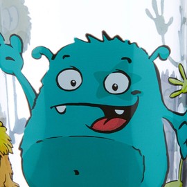 Emsa Kids Drinking Glass 0.2 Litre Monster Design Blue/Yellow