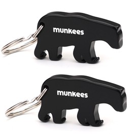 munkees Little Bear Bottle Opener Keychain 2 Pack Aluminium Key Beer Opener, Outdoor Travel Accessories Black