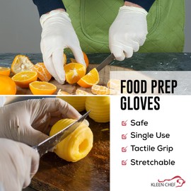 KLEEN CHEF Bulk Disposable Latex Gloves 1,000 Pcs Count, Powder Free Latex Gloves, Cleaning and Food Prep Gloves, Food Safe Plastic Gloves, MEDIUM