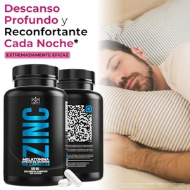 NIGHT | Zinc + Citrato de Magnesio y Melatonina con 180 Cápsulas de 500 mg (Rinde Hasta 6 Meses) Alta Biodisponibilidad y Pureza, Apoyo al Bienestar N