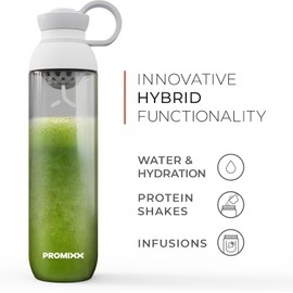 Botella de agua deportiva FORM de Promixx - Botella de agua premium sin BPA para fitness, deportes y exteriores - Botella de bebidas sostenible con marcadores de medición y tapa a prueba de fugas