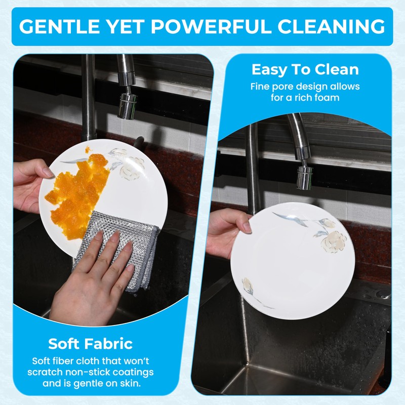 11 PCS Upgraded 3-Layer Non-Scratch Wire Dishcloths – Steel Wire