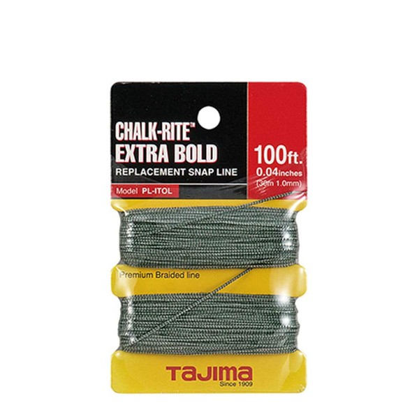 TAJIMA Replacement Snap-Line - 1.0 mm x 100 ft Chalk-Rite Braided String for Extra-Bold & Visible Markings - PL-ITOL