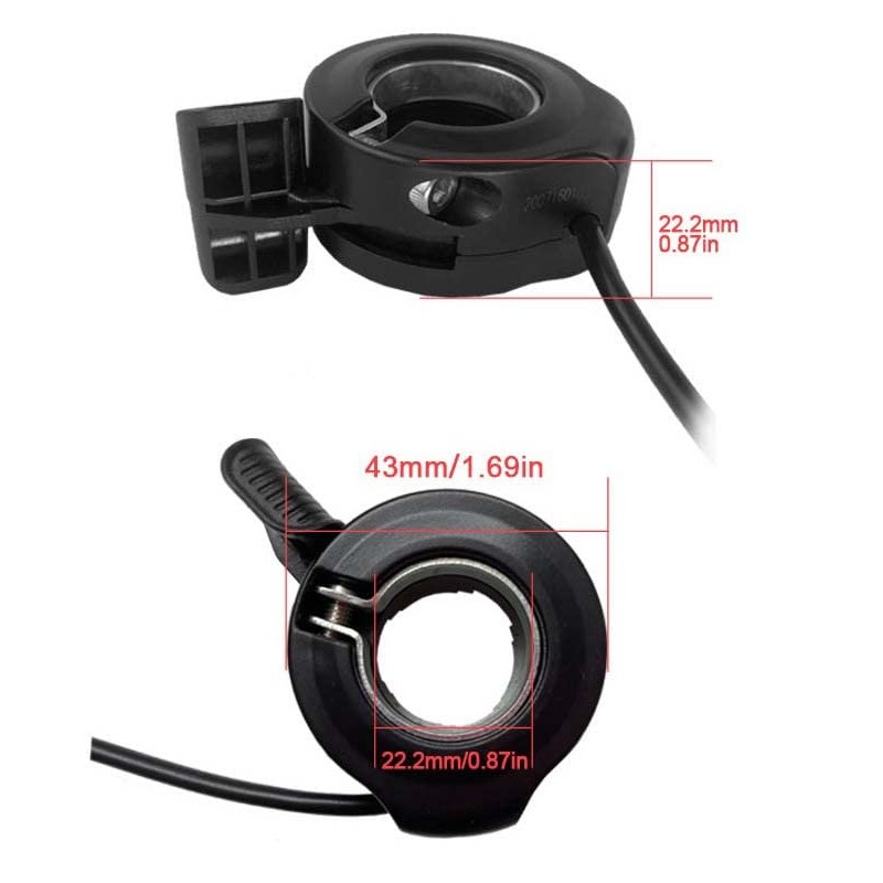 SCHUCK E-Bike Thumb Throttle 130X,Waterproof Accelerator,22.2mm/0.87in Handlebars，Left/Right Universal Bicycle Conversion