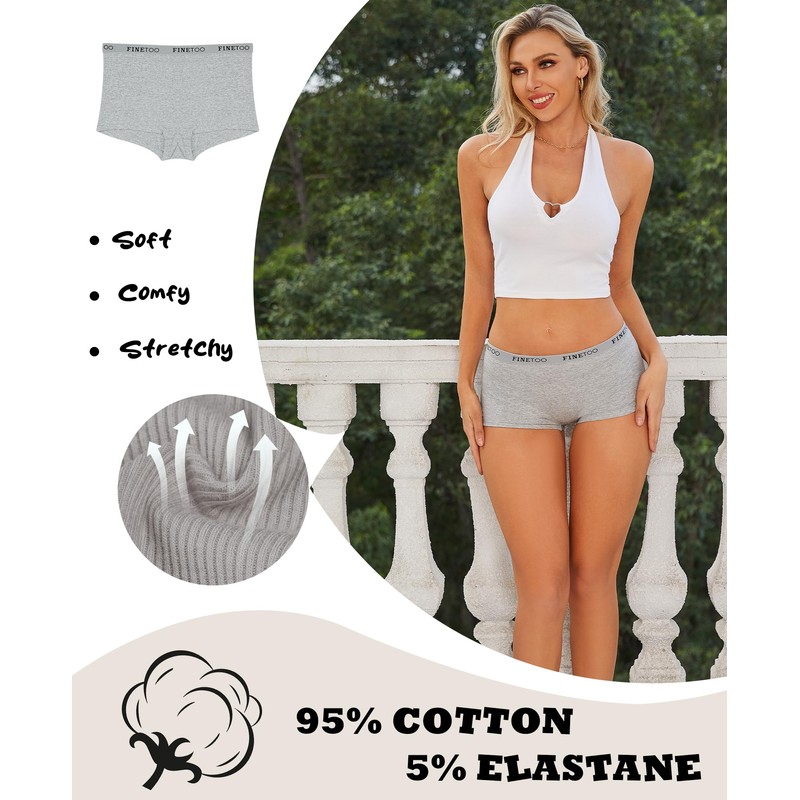 FINETOO Boyshort Underwear for Women Cotton Boxer Briefs Full Coverage