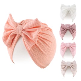 Pesaat Baby Girl Cotton Newborn Hospital Hat Infant Caps Bow Baby Beanie Hats for Girls Spring Summer 0-36 Months (5PCS- G, 0-3 Years)