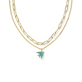 Kendra Scott Womens Melody Bird Multi Strand Necklace Gold Teal Crystal One Size