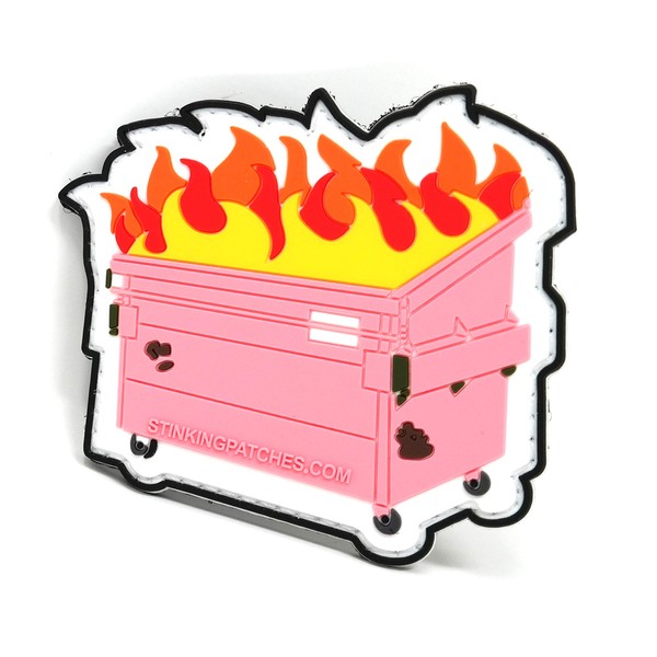 Pink Dumpster Fire Hook and Loop Patch | PVC Rubber