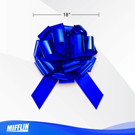 Mifflin-USA - Big Car Bow - Metallic Blue, 18 Inch - Giant Gift Bow for Birthday, Christmas - Huge Car Décor