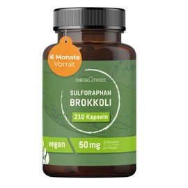 Broccoli Capsules - 50mg Sulforaphane Broccoli Extract Per Capsule - 210 Sulforaphane High Dose - Brocoli Vegan - Sulphoraphane Without Additives - Broccoli High Dose - Broccoli Capsules Sulforaphane