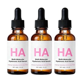 Ácido Hialurónico Sueros para la Cara - Hidratación Intensa y Relleno de Arrugas - Sérum Facial Multi-Molecular Antiarrugas - Crema Hidratante Sin Aceite 30ml (3PC)