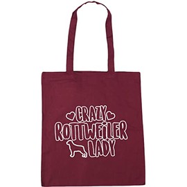 Hippowarehouse Crazy Rottweiler lady dog Tote Shopping Gym Beach Bag 42cm x38cm, 10 litres