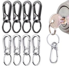 4 Metal Carabiner Keychains, Snap Hooks, Carabiner Clips for Outdoor, Silvery