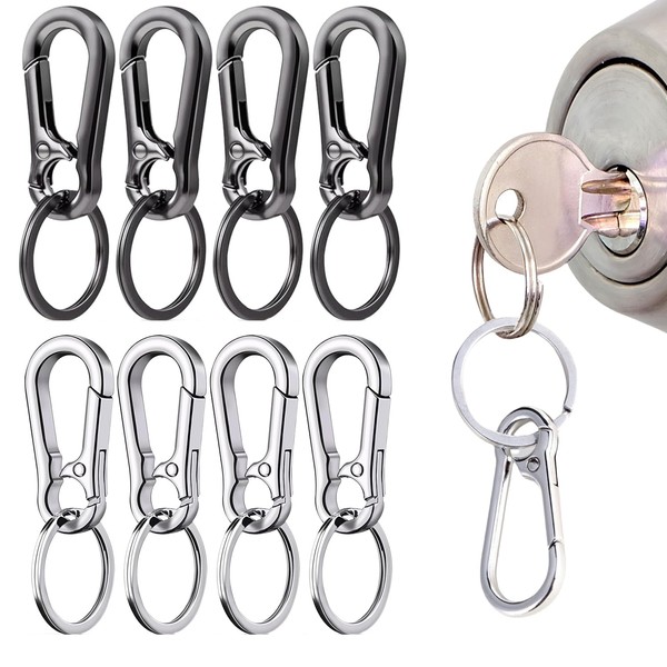 4 Metal Carabiner Keychains, Snap Hooks, Carabiner Clips for Outdoor,