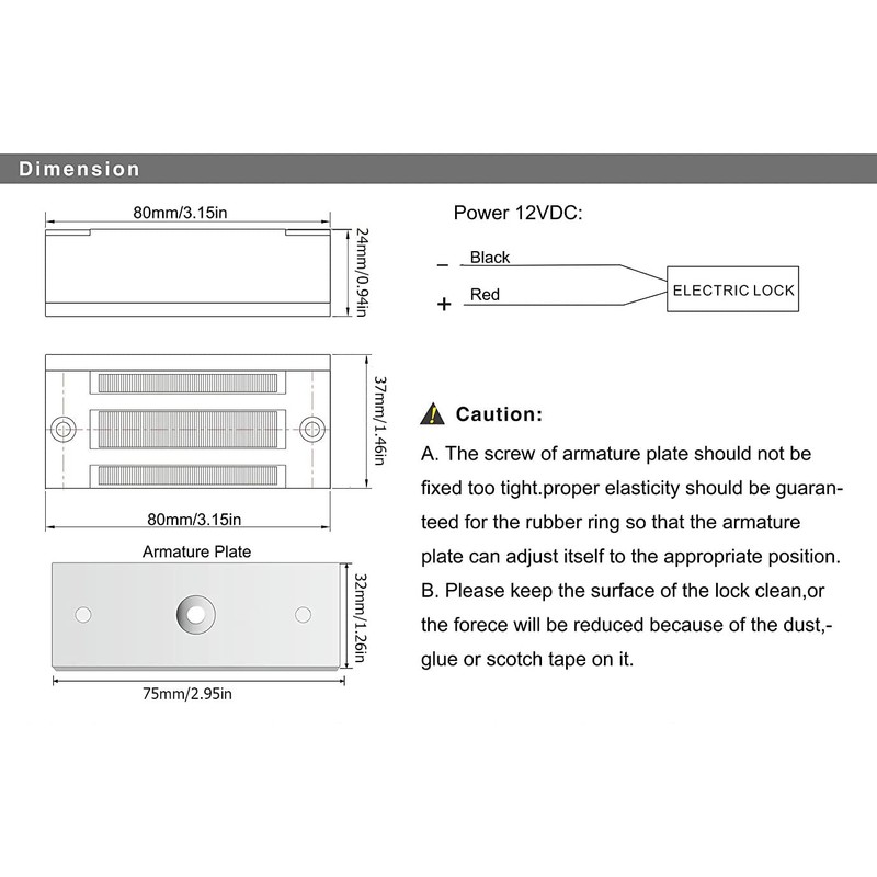Electric Magnetic Lock 60KG 130LBS Holding Force Electromagnet Lock 12V