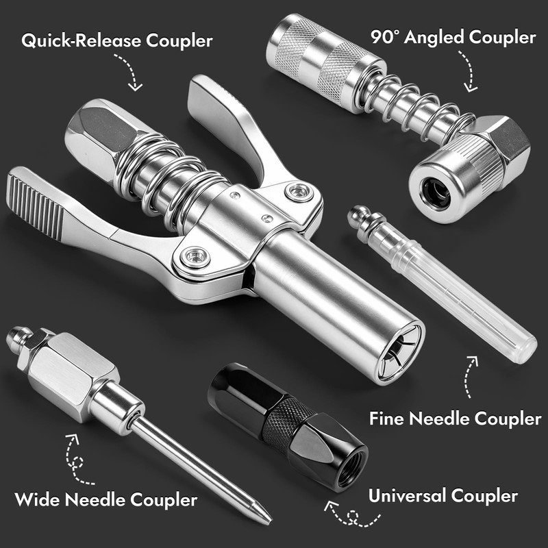 BTOBI Grease Gun Coupler Kit with 90 Degree Adapter, 2