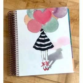 Handmade Stripe Skirt & Balloons Front/Back Cover Set for use w/ Erin Condren Planner