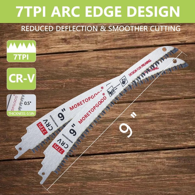 MORETOPGOOD 9” Arc Edge Reciprocating Saw Blade, 7TPI Japanese Teeth