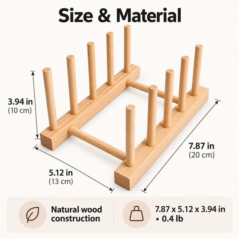 Wooden Plate Rack for Kitchen Organization – Multi-Slot Dish Drying