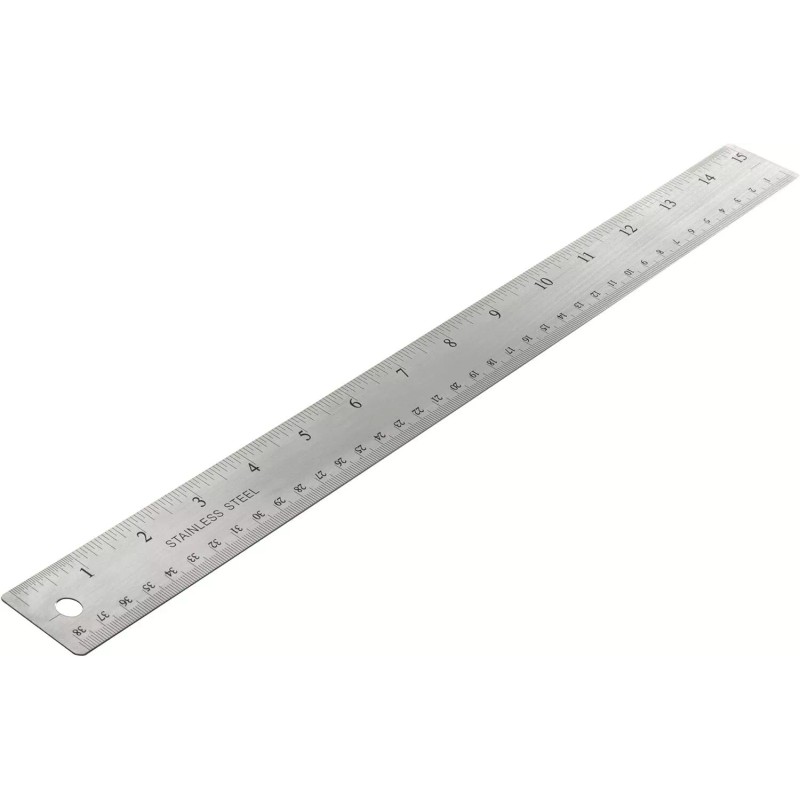 Officemate Classic Stainless Steel Metal Ruler 15" Metric Silver 66612
