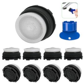 Aerator M24 for Taps - Water Aerator Tap Attachment Tap Strainer / Filter Made of High-Quality ABS Filter Against Rust and Splash (M24, Set of 9, 1 Tool)