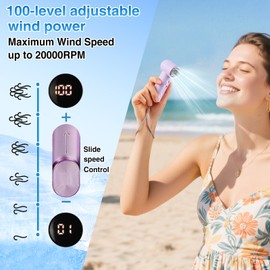 Apipi 0.2Lb Ultra-lightweight Portable Handheld Fan - Powerful 20000 RPM High Speed USB Rechargeable Personal Mini Fan for Travel Beach Summer Women Kids Gift, Purple