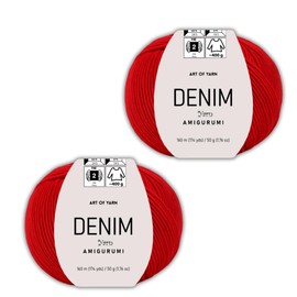Art of Yarn Denim 55% Cotton,45% Poliacrylic, 2 Skeins Total 100gr (3,52 oz),320m (3,48 yds),Soft & Smooth Yarn Sport – Fine(2) for Crocheting, Knitting, Amigurumi, Baby Blankets, Baby Garments 99990