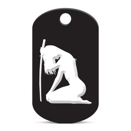 fagraphix Ninja Girl Keychain GI Dog Tag Engraved Black