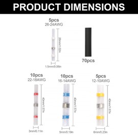 Solder Seal Wire Waterproof Heat Shrink Connectors(30+70pcs),Waterproof Heat Shrink Electrical Wire Butt Terminals Easy to Use,Durable,