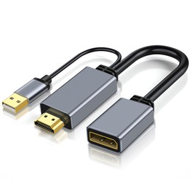 HDMI to DisplayPort Adapter (Not Reverse Support) - 4K@60Hz HDMI Source - DisplayPort Monitor PC Graphics Card Laptop b-o-x 0ne Compatible 4K@60Hz 2K@60Hz 1080P@165Hz... [Gray]