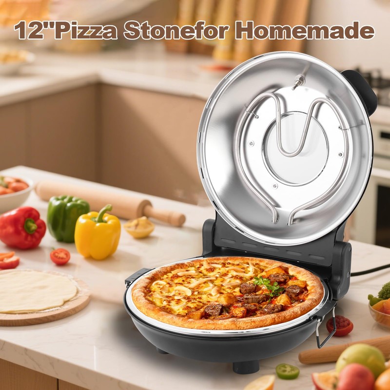 Pizza Maker Electric, 4-Min-Pizza in 1200W Pizza Oven, 31cm Refractory