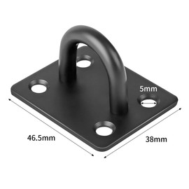 Gudui 8Pcs M6 Oblong Pad Eye Plate, Heavy Duty Ceiling Hooks, Stainless Steel Staple Hook Ring Loop Wall Ceiling Hammock U Hooks Hanger for Swing Suspension Marine, Black