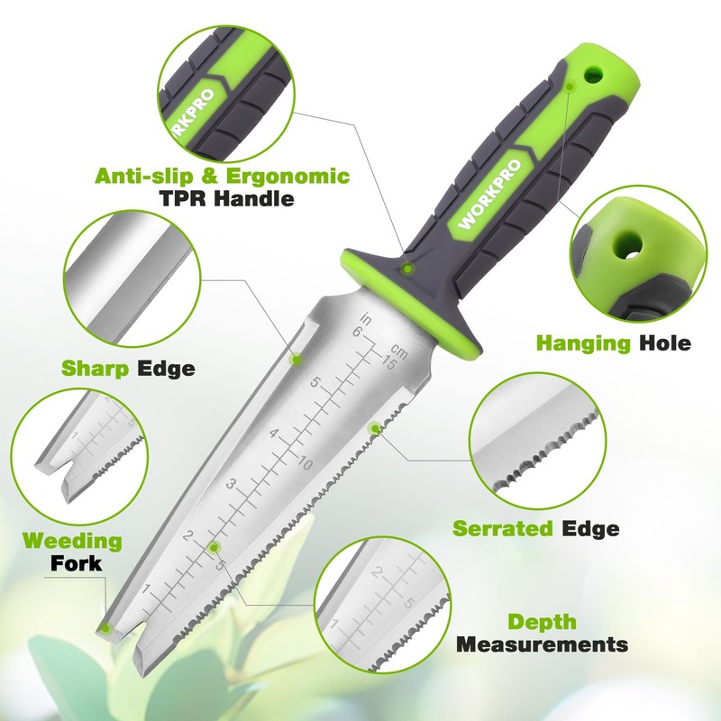 WORKPRO Hori Hori Garden Knife, Garden Tools with Oxford Sheath,