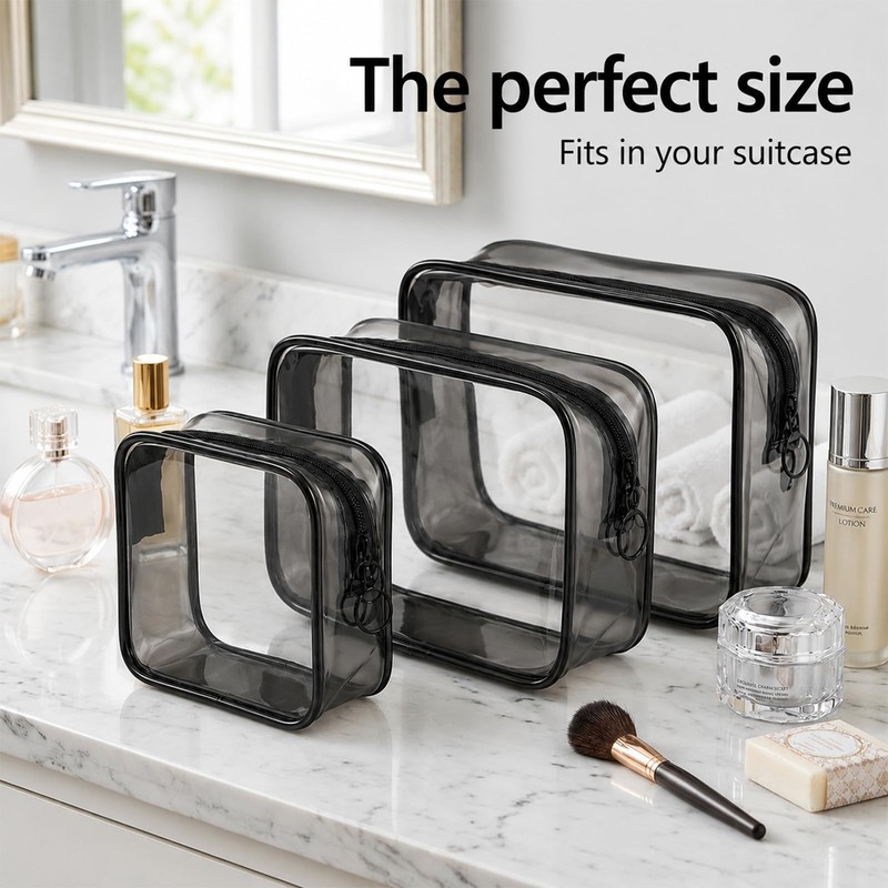 4pcs Beauty Case Trasparente Borsa da Viaggio per Cosmetici Impermeabili