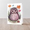 CafePress Purple Portly Owlet Folded Greeting Card Matte