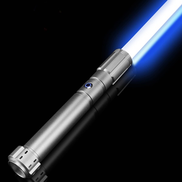 X-TREXSABER Smooth Swing Dueling Lightsaber, Light Sabers Swords with 10 Sound Fonts,12 RGB Colors Motion Control Light Saber for Adults Kids Halloween Cosplay-Silver