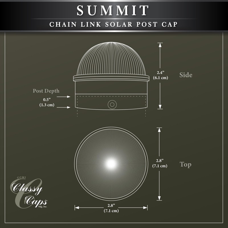Classy Caps CH2233B Summit Chain Link Solar Post Cap, Black