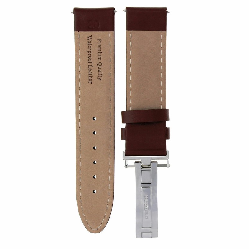 Ewatchparts 18-24mm Genuine Leather Watch Band Strap Smooth With Deployment