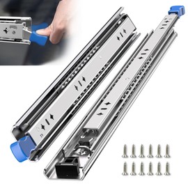 SLIDEWAY 260 Lbs Heavy Duty Locking Drawer Slides 1 Pair 12 14 16 18 20 24 26 30 32 40 Inch Full Extension Ball Bearing Sliding Rails Cabinet Runners Tracks RV Glides (53mm Wide with Lock)-28"