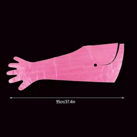 AIMALL 50PCS Disposable Veterinary Long Arm Gloves 37.4 Inch Pink Shoulder Length Gloves Tear Resistant Elastic PE Gloves for Farm and Animals