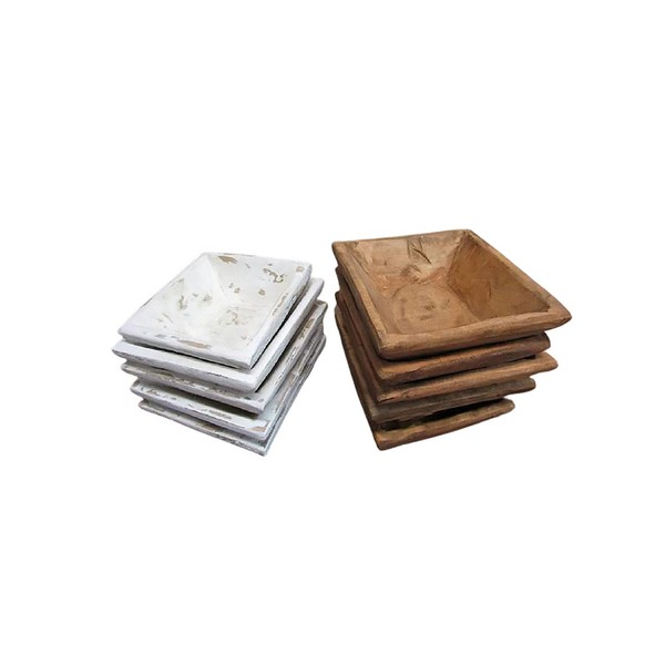 Square Shaped Dough Bowl - Dough Bowl for Candles- Set