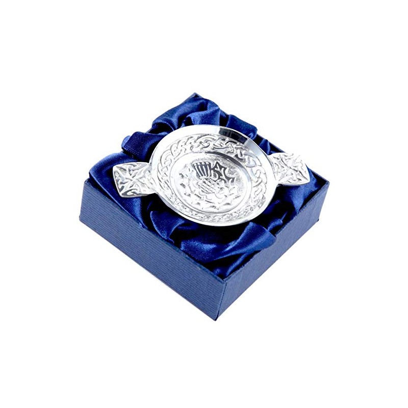 Mini-Quaich - Pewter Thistle Interlace